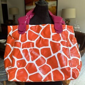 Kate Landry orange & pink zebra purse